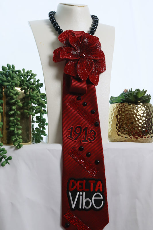 Red Delta Tie with Big Flower