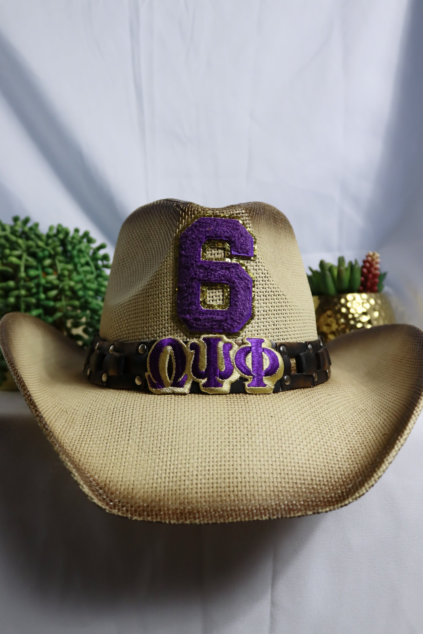 Omega Psi Phi Light Brown Ombre Cowboy Hat
