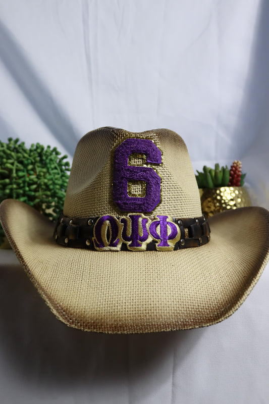 Omega Psi Phi Light Brown Ombre Cowboy Hat