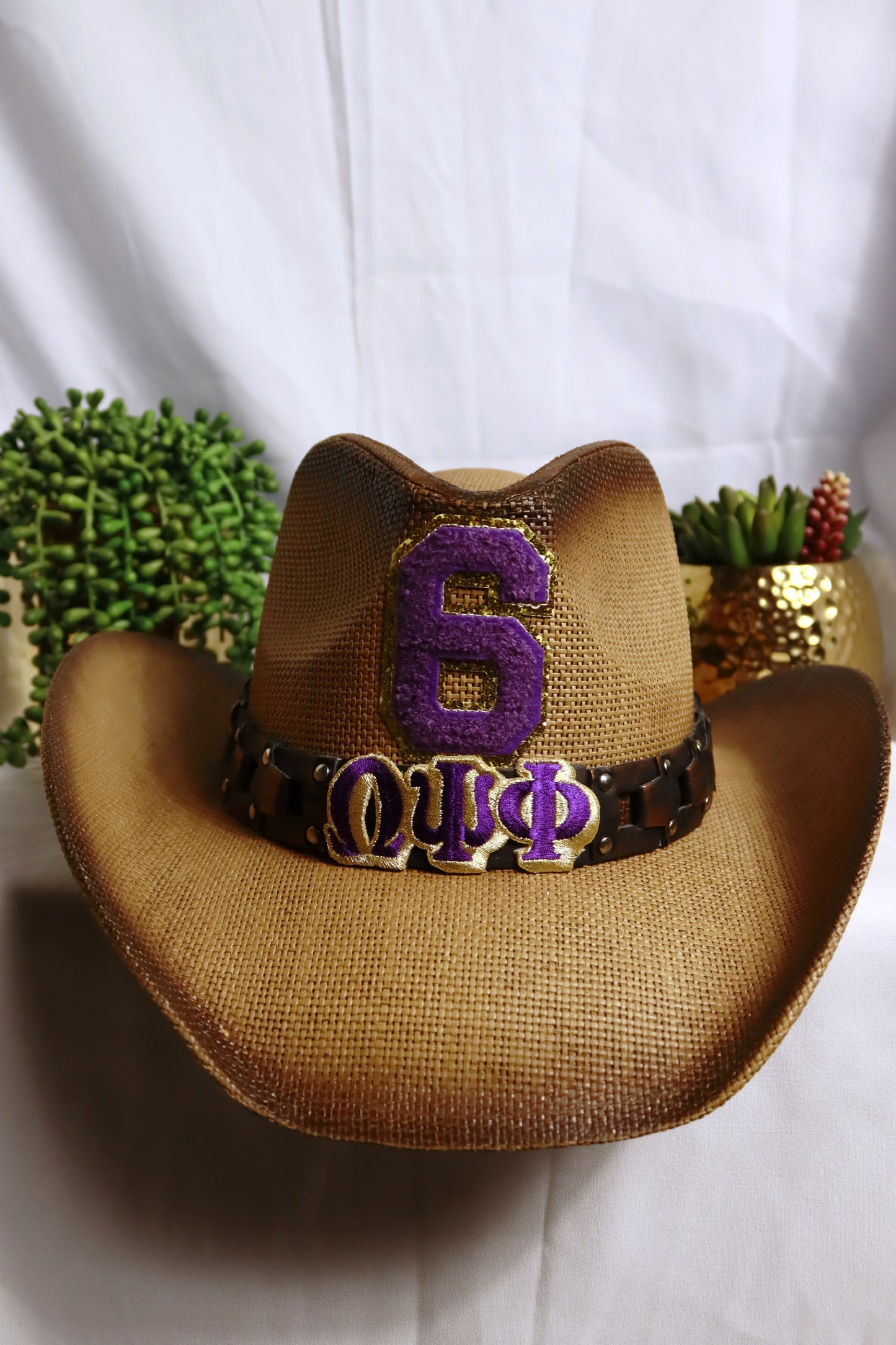 Omega Psi Phi Light Brown Ombre Cowboy Hat